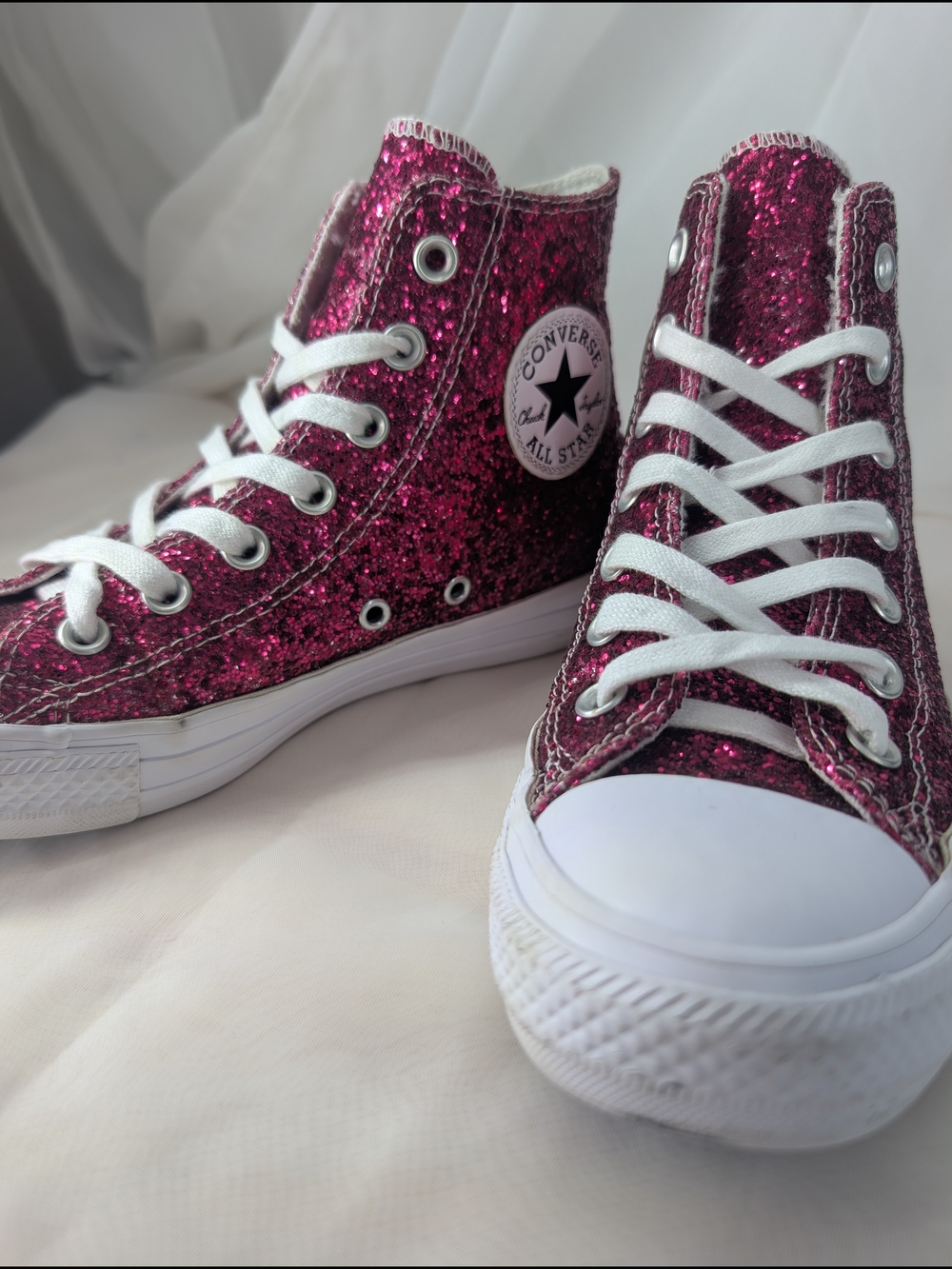 Converse Chuck Taylor All Star Pink Glitter High Top Sneakers Women's Size 7